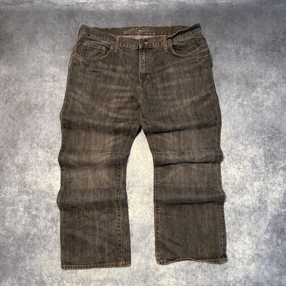 Old Navy Mens Boot-Cut Jeans Gray Washed Denim 40x32 Y2K Casual Streetwear - Picture 1 of 6